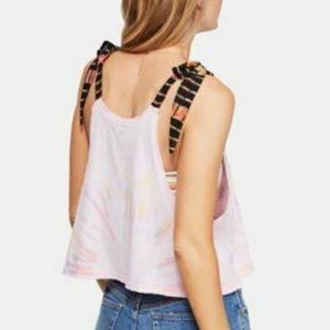 Free People Koa Cotton Tie-Strap Tank Top Sz Medium Pink